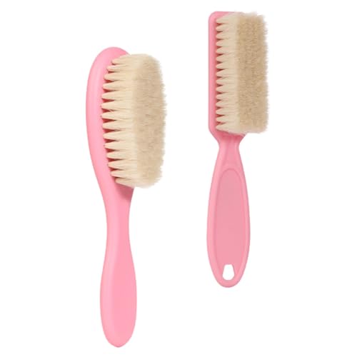 Healvian 2pcs Baby Hair Brush with Handle Natural Bristles Cradle Cap Brush Cradle Cap Brush Hair Scalp Massager for Newborns Toddlers