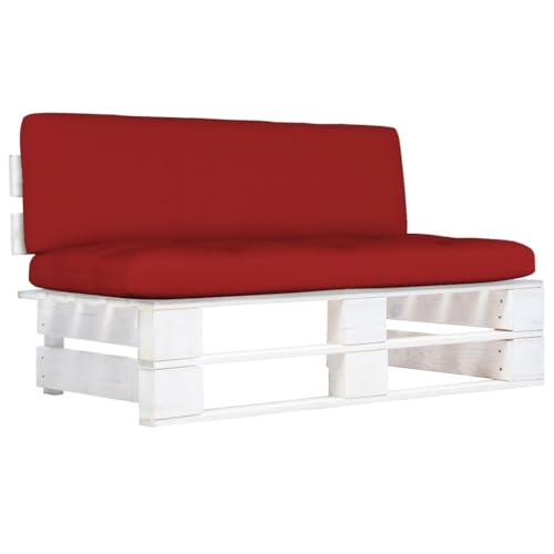 Canapé central de jardin blanc en bois imputrescible avec coussins
