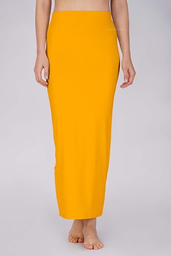 Sunehla Deal Saree Shapewear Petticoat for Women | Spandex Skirt with Side Slit (MUSTARD, Small) — view 5