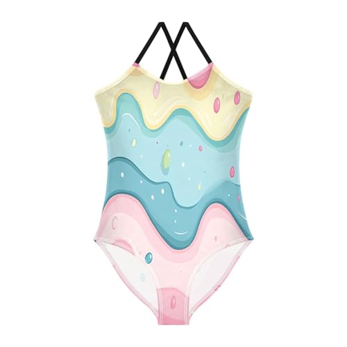 ALAZA Cute Ice Cream Girls Swimsuit Bathing Suit Beach Swimwear One Piece 3-10T
