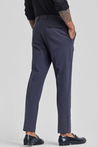 Image of SNITCH Slim Fit Greyish Blue Plain Trousers