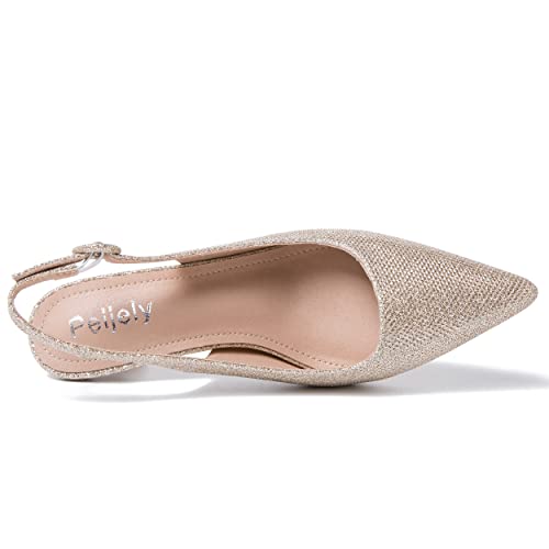 Women's Slingback Low Kitten Heels Closed Toe Pumps Work Dressy Shoes4