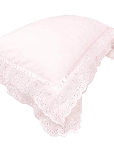 Image of VHC 100% Cotton Lace Pillow Cover /Case Set (Pack of 2)-Peach (Light Pink)