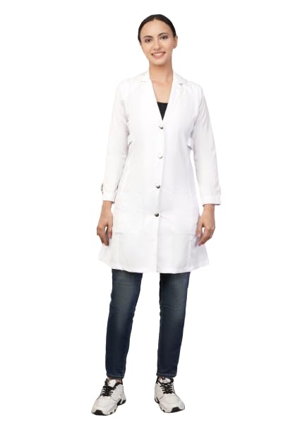Hangerage Apron/Lab coat for Womerns for Health Professionals || ColorWhite Long Sleeves ||Blend Cotton (M) (B0DD3QDNJZ) Amazon Price History, Amazon Price Tracker