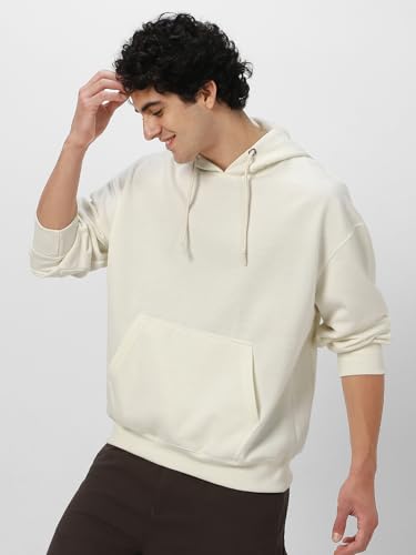Image of Urbano Fashion Men's Cotton Solid Oversized Hooded Neck Sweatshirt