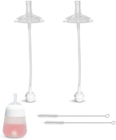 Straw Sippy Cup Conversion Kit For Lansinoh Bottles - 3-Piece Set With Weighted Straw & Handles
