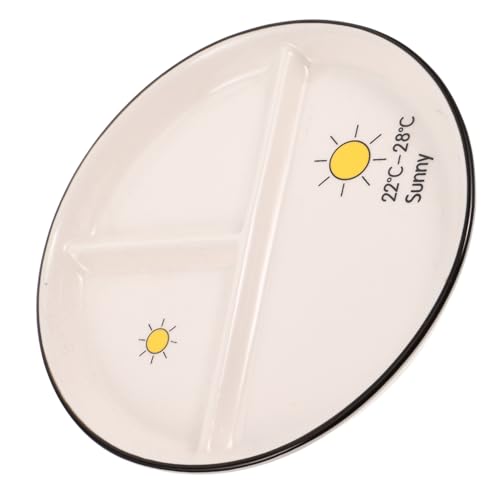 BinZyronic 仕切りセラミックプレート ホワイト ? 栄養バランス設計 電子レンジ対応 多用途食事トレイ 家族向けデザート皿