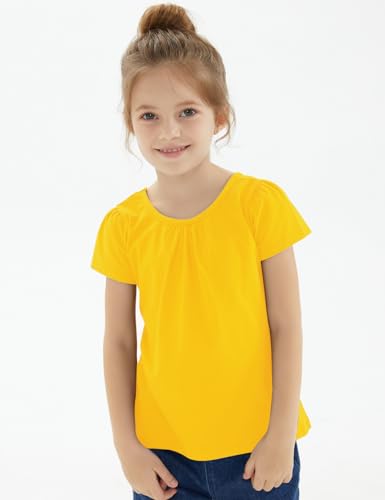Image of Noomelfish Girls Criss Cross Back T-Shirts Short Puff Sleeve Tee Tops (5-12 Years)