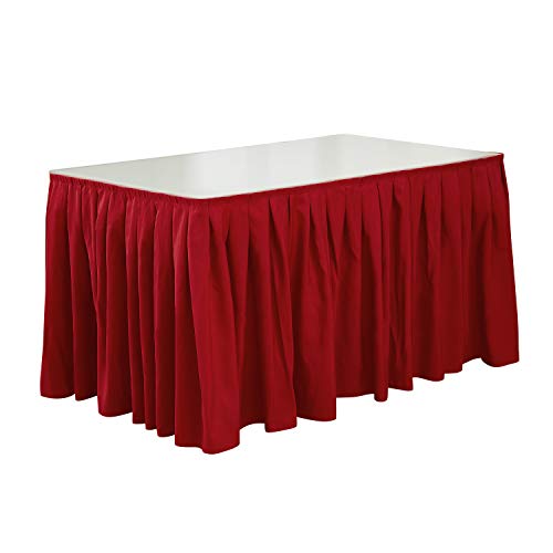 Deconovo 14ft Wedding Table Skirt Soft Decorative Faux Linen Party Pleated Table Skirt