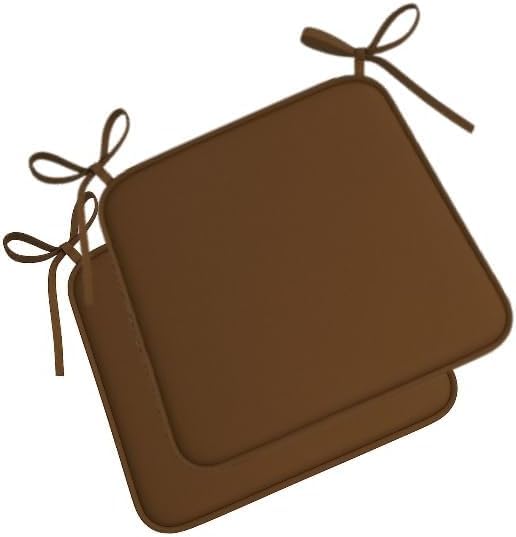 Chair Seat Pads with Ties 38x38x3cm Memory Foam Seat Cushion Non Slip Chair Pad for Dining Chairs Kitchen Office Garden Outdoor Indoor Seat Cushions Square Chair Cushion (Chocolate, Set of 2)