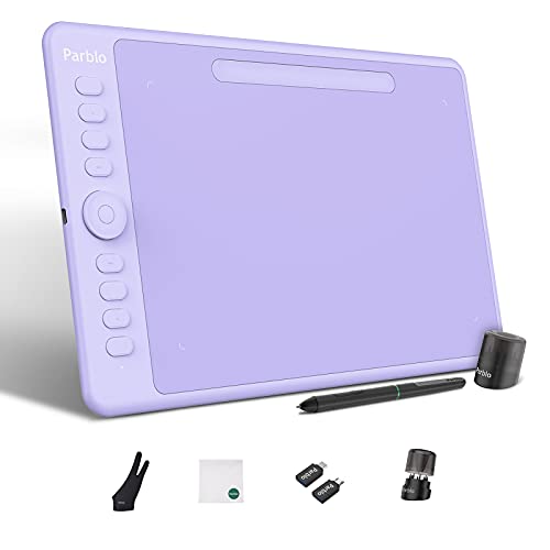 Parblo Graphics Drawing Tablet 10x6 Inch Active Area with 8192 Levels Battery-Free Pen and 8 Hot Keys, Digital Drawing Tablet Support Android/Windows/Mac(for Drawing and E-Learning/Online Classes)