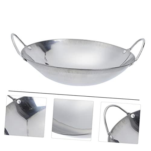 Sartén Wok de acero inoxidable, 2 piezas, con asas dobles miniatura 5