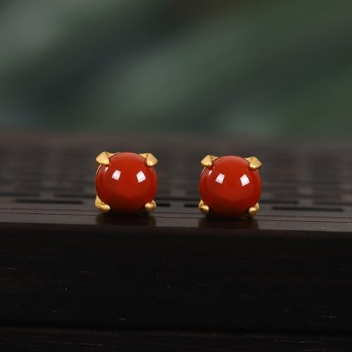 Boucles d'oreilles jade Hetian et agate rouge cadeau idéal