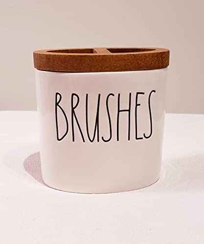 Rae Dunn by Magenta Ceramic Vanity Brush Holder for Make-up or Tooth Brushes