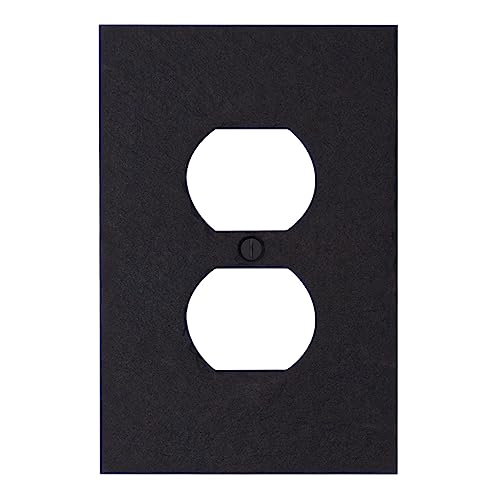 Electrical SWITCH HITS Outlet Wall Plate 1 Duplex | Single Outlet Cover Receptacle Plug Face Plate | Decorative Vermont Slate Charcoal - Natural Earth Tone | 1 Gang, 3.25