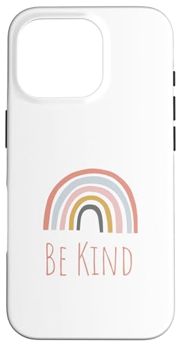 Custodia per iPhone 16 Pro Be Kind Happy Statement Design Regalo Arcobaleno Allegro