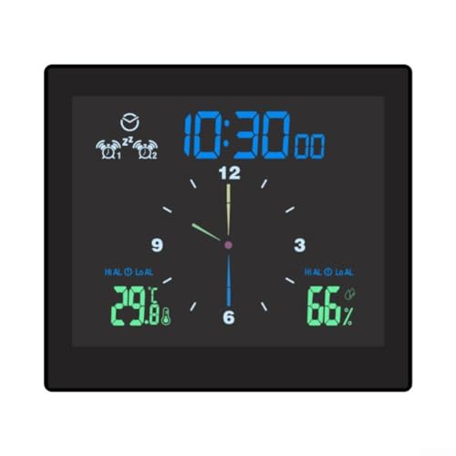 Oceanlend Horloge de douche numérique étanche avec alarme, température intérieure, humidité, avec écran LCD, ventouse (noir)