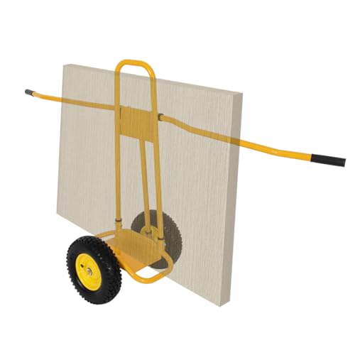 CStern Plattenkarre Platten Transportwagen Tragkraft 500 KG mit 4 Vollgummi Rädern Abnehmbarer Bollerwagen für Transport von Platten,Fenstern,Holzplatten,und Gipskarton (Gelb)