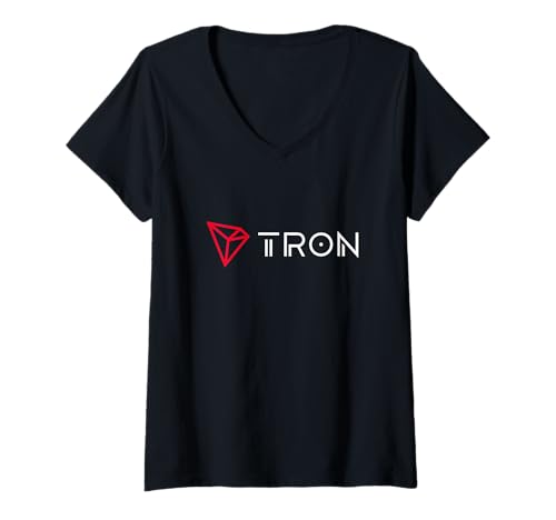 Mujer Tron TRX Cryptocurrency Crypto Trader Gift Logo Color Blanco Camiseta Cuello V