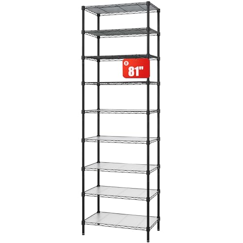 Finnhomy 9-Tier Wire Shelving Unit Adjustable Steel Wire Rack Shelving,