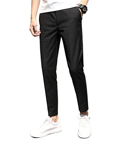 utcoco Men's Cropped Suit Pants Slim-Fit Ankle Length Dress Pants