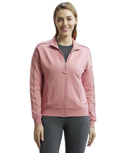 Image of Jockey A111 Women Super Combed Cotton French Terry Drop Shoulder Styled Jacket with Ribbed Cuff and Hem