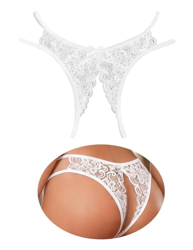 comeondear String Ouvert Femme Sexy Tanga Sexy Chic Hot Culotte Grande Taille Dentelle Fendue Slips Bresilien Respirante Mini String Ficelle sous-Vêtement...