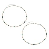 ATBUSS 2 Böhmische Halsketten, Surfer-Holzperlenkette, Türkisfarbene Kokosnussschalen-Holzperlenkette, Gespleißte Perlenkette Schlüsselbeinkette, Herrenkette (Weiß).