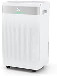 COSTWAY 54 Pints Dehumidifier for Basement, Dehumidifier with 3 Modes, LED Display, 3-Color Indicator Light, 24H Timer, Child Lock, Drain Hose & Auto Defrost for Bathroom Bedroom