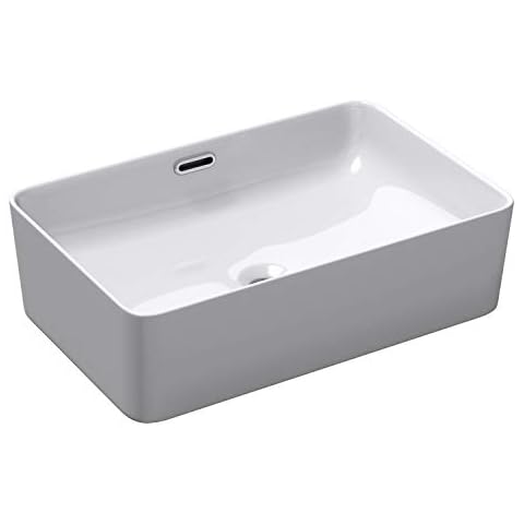 Durovin Bathrooms Ceramic Bathroom Basin - Countertop Sink Vessel - Rectangular Washing Bowl (480 x 315 x 140mm) Cover
