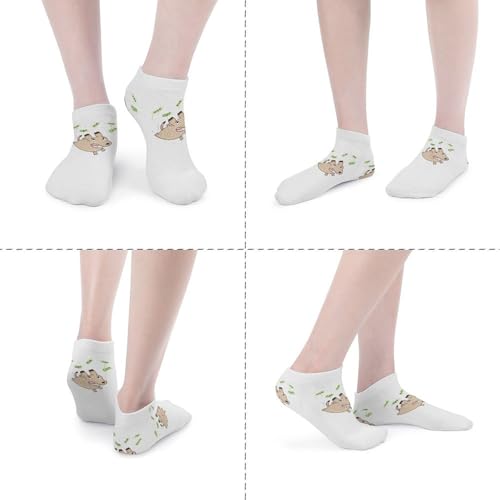 5 Pairs Unisex Adults Short Socks Printed Moisture Wicking All Season Comfort Athletic No Show Sock Animal-print4