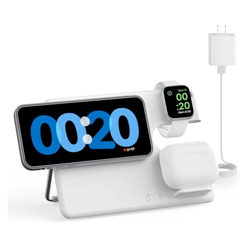 Image of Wireless Charger Stand for MagSafe, MGG 3 in 1 Magnetic Charging Station for iPhone 14 /13 /12 Pro Max /Mini /Plus, Portable Charging Pad Dock for Apple Watch Ultra /8 /7 /6 /5 /4 /3 /2 /SE, AirPods Pro /3 /2