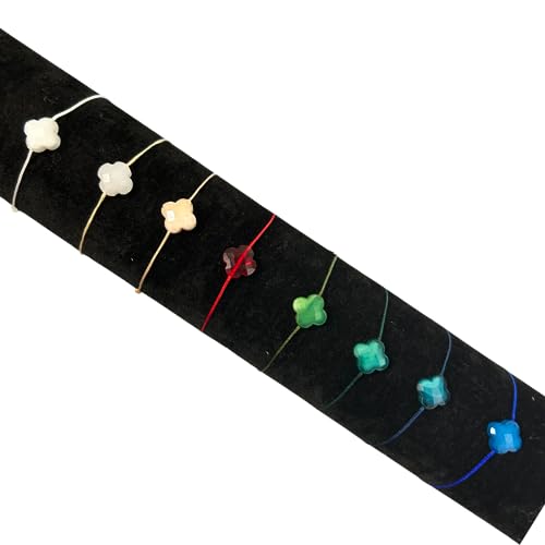 bracelet fil cordon nylon - pendentif trèfle perles nacre 6 couleurs au choix - réglable femme homme enfant bébé - fait main - résiste à l eau