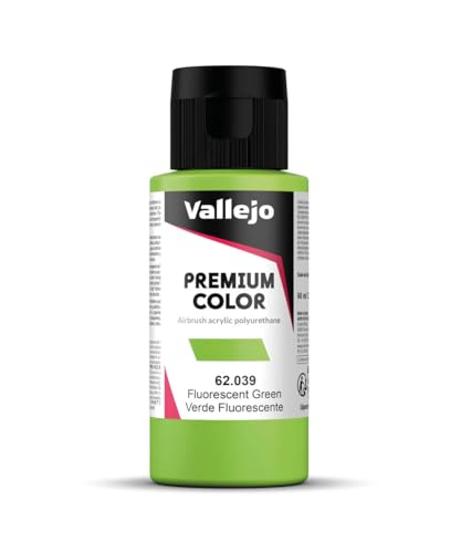 Vallejo Premium Color Acrylic Paint, Fluorescent Green, High Resistance for Airbrush, Ideal for Art Projects and Crafting, 60 ml