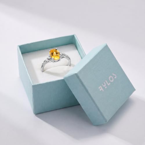 Image of Rylos Sterling Silver Classic Birthstone Ring - 7X5MM Oval Gemstone & Diamonds - Women's Jewelry, Sizes 5-10