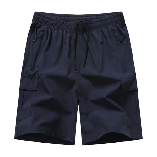 MOHEM Mens Hiking Cargo Shorts Lightweight Quick Dry Athletic Running Workout Shorts with Zip Pockets(Mhmencargopants-09069-D.Blue03-M)
