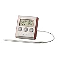 Taylor Instant Read Wired Probe Digital Meat Food Grill BBQ Cooking Kitchen Thermometer with Timer Alarm, Red