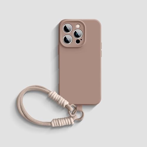 Coque silicone iPhone 13 appareil photo protégé avec dragonne antichoc kaki