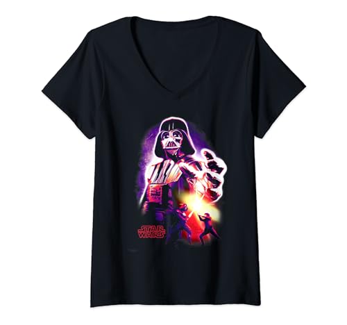 T-shirt Star Wars Dark Vador néon femme haut col V graphique