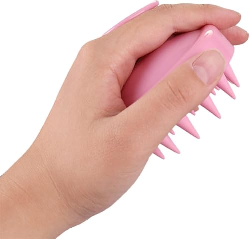 Image of NFI essentials Hair Comb Brush Head Scalp Massager Scrubber, Adults Children Thick /Thin Hair, Mold-Free Solid Silicone for Healthy Hair Growth Dry Scalp Dandruff (Pink)