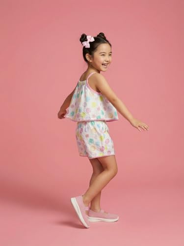 Image of Nautinati Girls Single-Strap Printed Jumpsuit with Assymetric Neckline | Age 2-10 Years