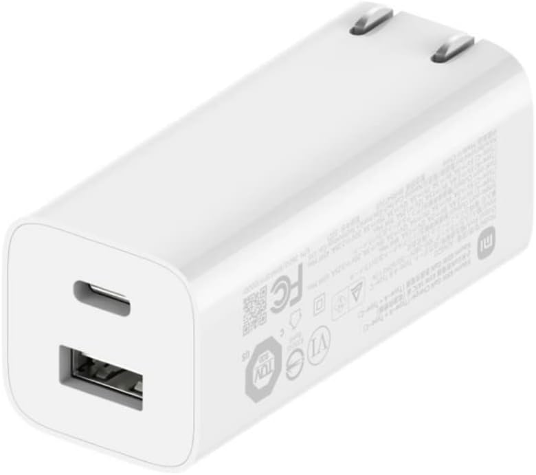 Xiaomi MI 65W GaN Charger - USB Type A + USB Type C, Small and Portable Fast Travel Charger