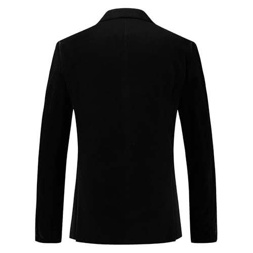 Mens Slim Fit Notched Lapel Velvet Blazer Suit Jacket for Prom Wedding Party One Button Tuxedo Jacket4