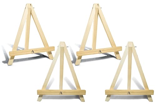 Image of Wooden Mini Easel Stand 10 inch for Painting & Display Purposes (Set of 4) - Small Handmade 10 Inch Canvas Stand for Painting, Presentations and Display Purposes