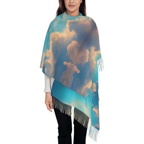 Écharpe d'hiver longue écharpe tendance douce noir imprimé nuage pour homme et femme