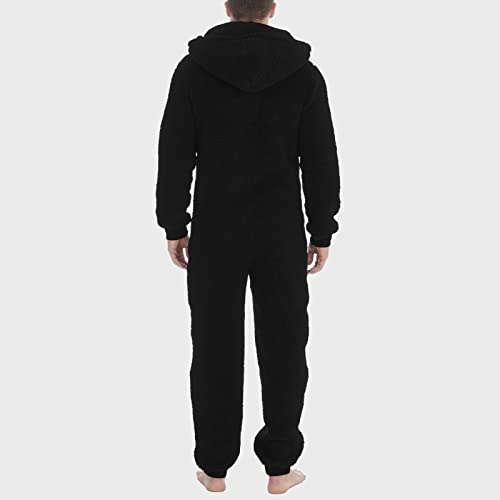 JiXiang Pajamas for Men Fuzzy Fleece Hooded Jumpsuits Loungewear Long Sleeve Zip Up Plush Overall Winter Comfy Warm Rompers3
