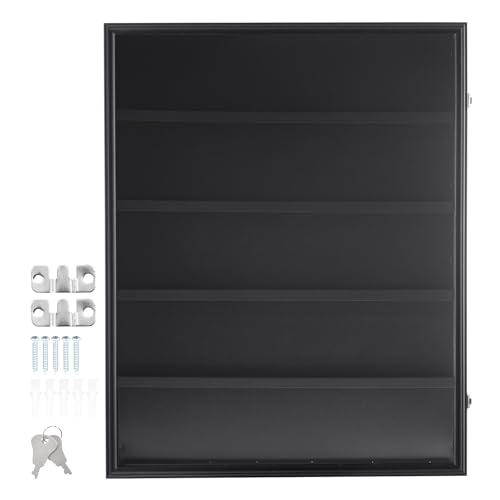 VEVOR Vitrine für Sportkarten in 35 verschiedenen Ausführungen, 617 x 775 x 55 mm, Schaukasten mit 98% UV-Schutz, PC-Glas, abschließbarer Wandschrank für Fußball, Basketball, Hockey Sammelkarten
