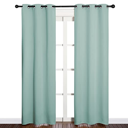Image of NICETOWN Window Curtain Panels, Thermal Curtains Insulated Solid Grommet Blackout Draperies /Drapes for Loft Window (Aqua, One Pair, 34 by 84-inch)