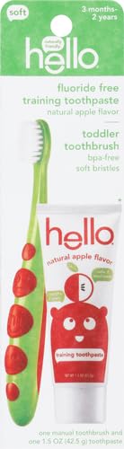 hello toddler training toothpaste with natural apple flavor  kids toothbrush vegan sls bpa free