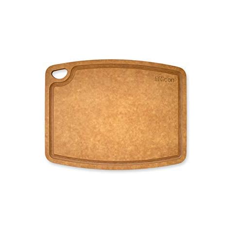 Liflicon Non-Slip Cutting Board Wood Fiber Good for Meal Prep Kitchen,Bar and Serving Tray 11.81”*9.25”*0.24” Eco-Friendly,Dishwasher Safe Natural color with Juice Groove Cover
